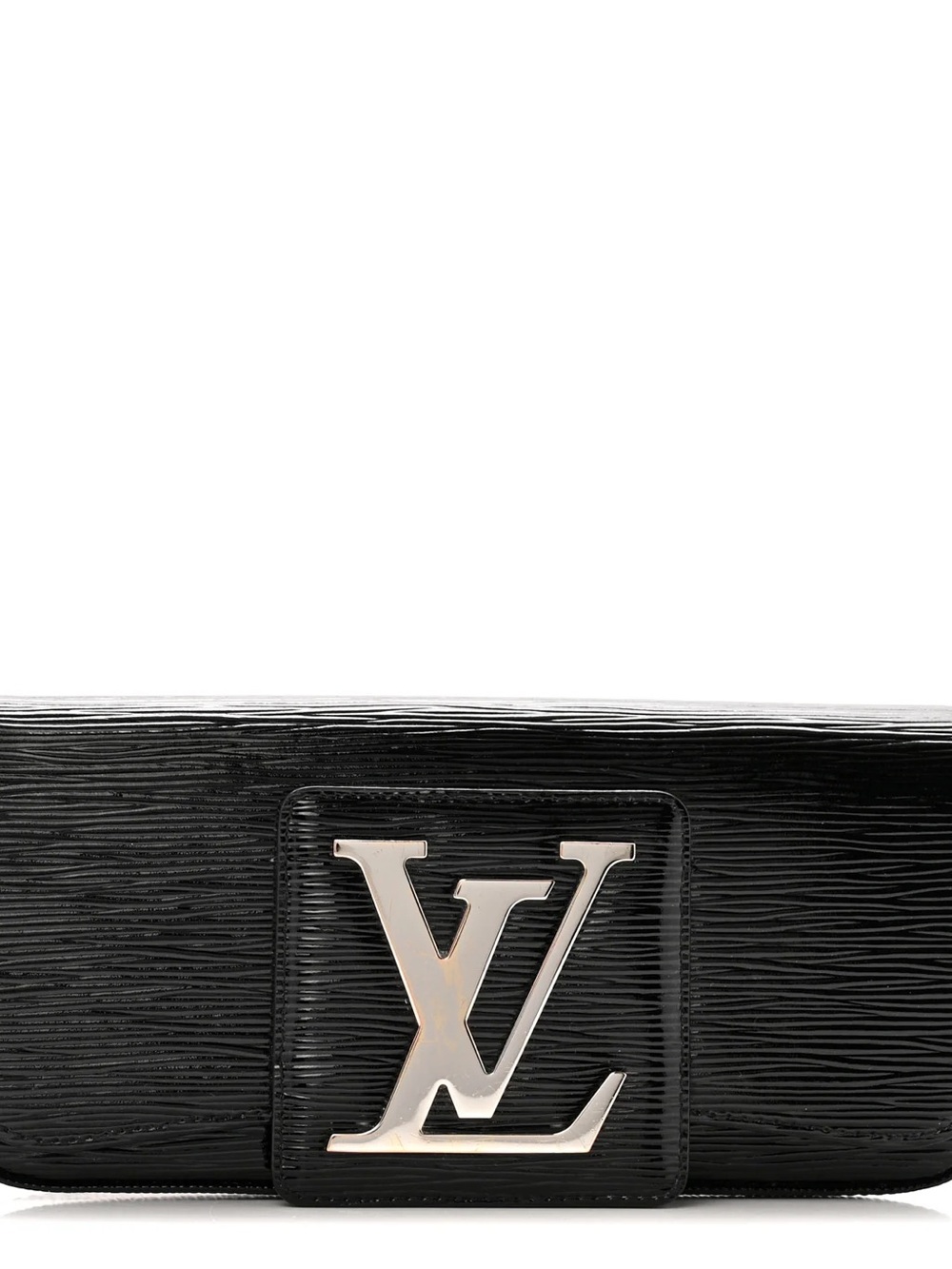 Louis Vuitton Black Epi Leather Clutch with Silver LV Emblem